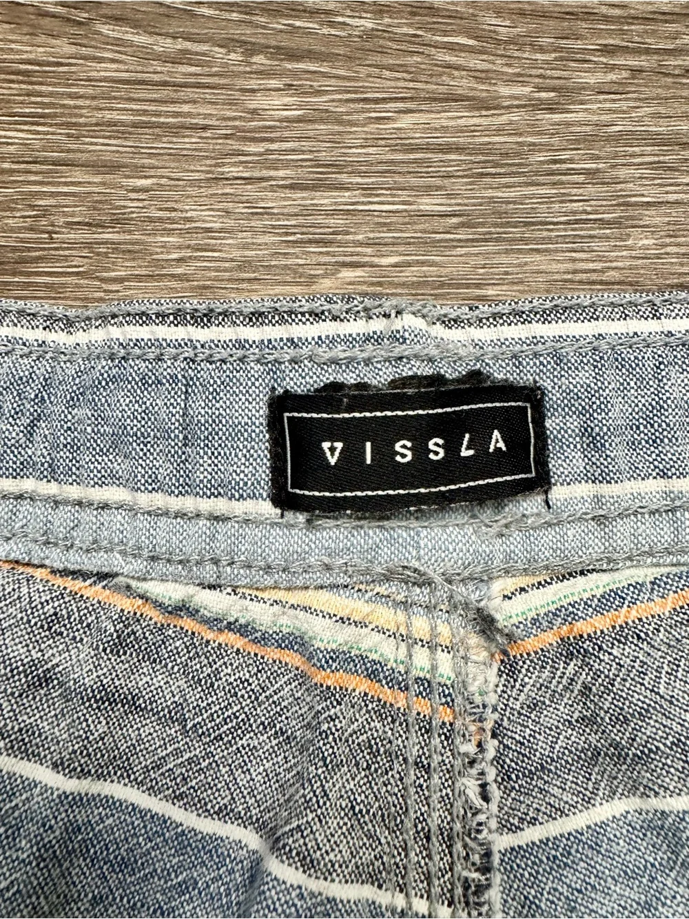 Vissla Striped Sofa Surfer Lounge Shorts XL Blue 100% Cotton Drawstring